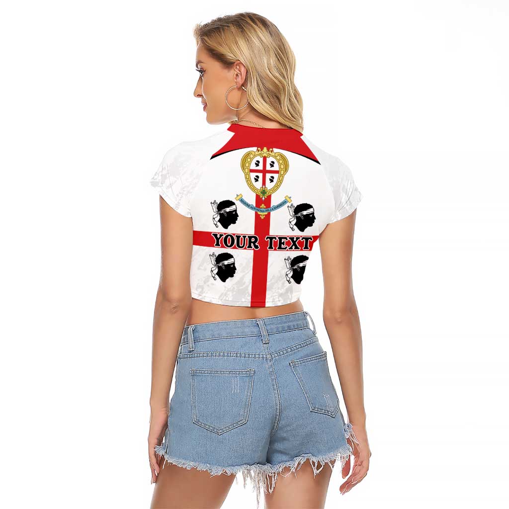 Personalized Sardinia Raglan Cropped T Shirt Flag Style