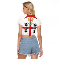 Personalized Sardinia Raglan Cropped T Shirt Flag Style