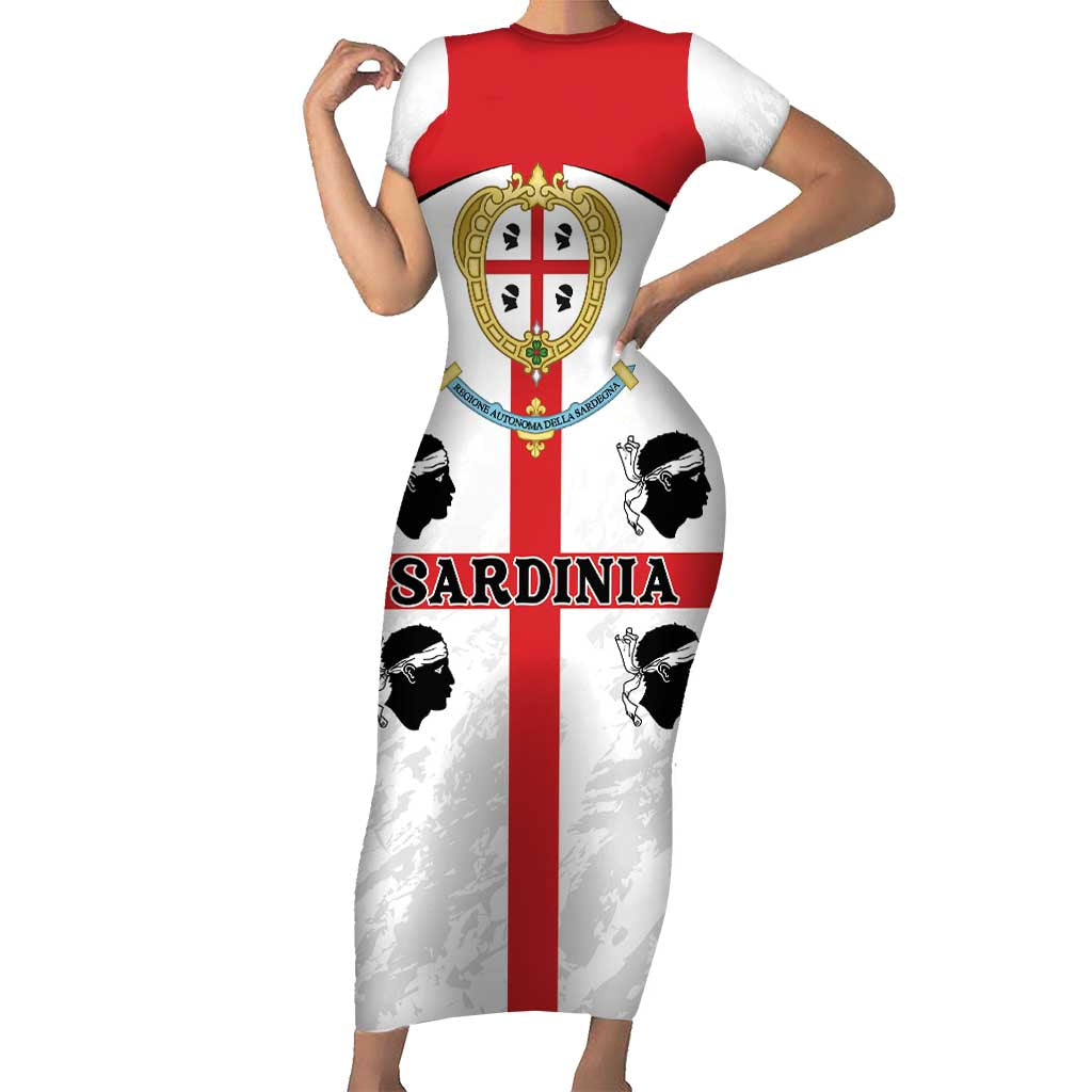 Personalized Sardinia Short Sleeve Bodycon Dress Flag Style