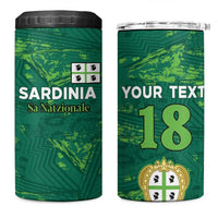 Custom Sardinia Football 4 in 1 Can Cooler Tumbler Natzionale sarda de Bocia