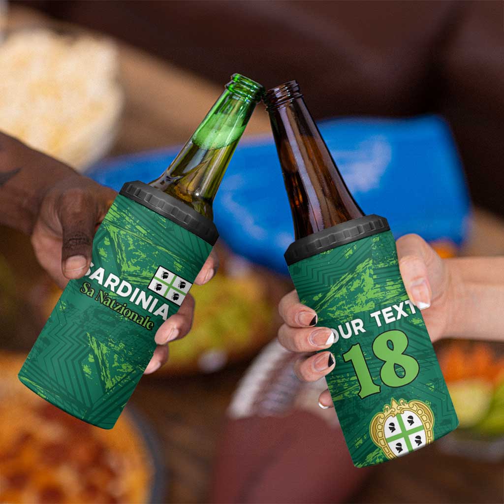 Custom Sardinia Football 4 in 1 Can Cooler Tumbler Natzionale sarda de Bocia