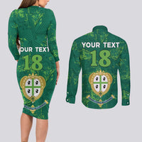 Custom Sardinia Football Couples Matching Long Sleeve Bodycon Dress and Long Sleeve Button Shirt Natzionale sarda de Bocia
