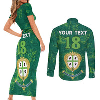 Custom Sardinia Football Couples Matching Short Sleeve Bodycon Dress and Long Sleeve Button Shirt Natzionale sarda de Bocia