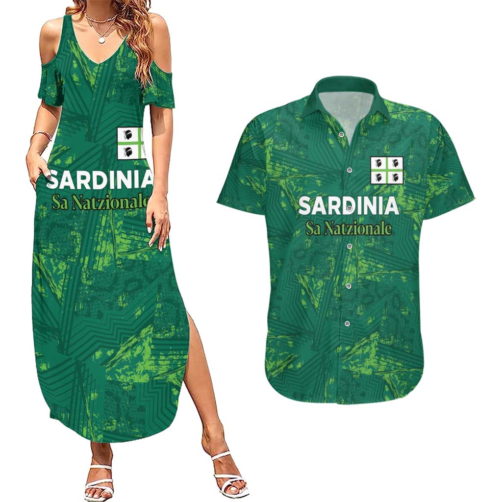 Custom Sardinia Football Couples Matching Summer Maxi Dress and Hawaiian Shirt Natzionale sarda de Bocia