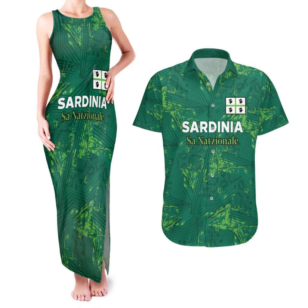 Custom Sardinia Football Couples Matching Tank Maxi Dress and Hawaiian Shirt Natzionale sarda de Bocia
