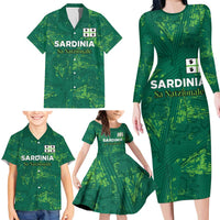 Custom Sardinia Football Family Matching Long Sleeve Bodycon Dress and Hawaiian Shirt Natzionale sarda de Bocia