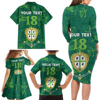 Custom Sardinia Football Family Matching Long Sleeve Bodycon Dress and Hawaiian Shirt Natzionale sarda de Bocia