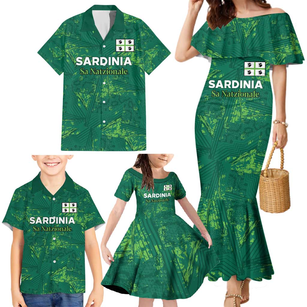 Custom Sardinia Football Family Matching Mermaid Dress and Hawaiian Shirt Natzionale sarda de Bocia