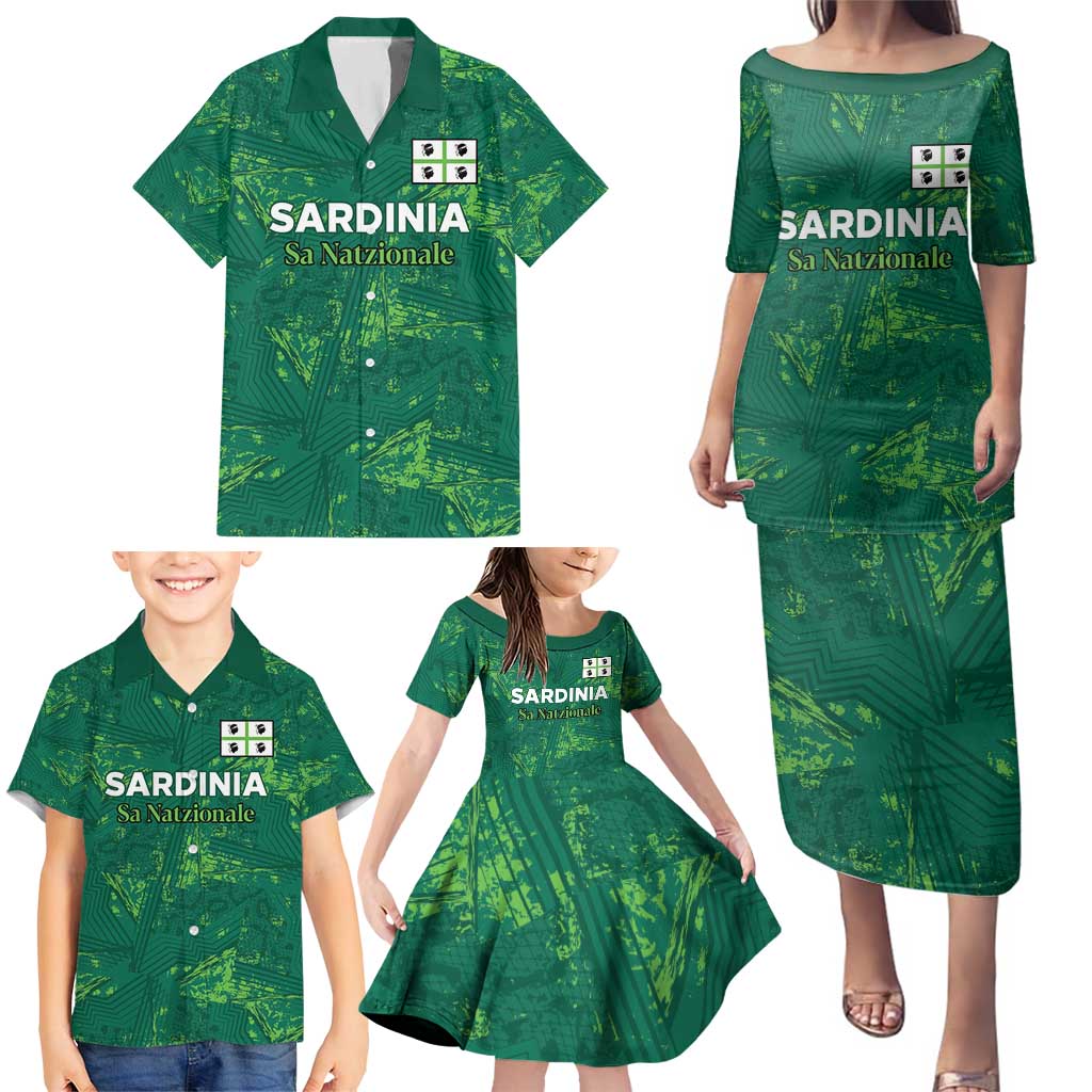 Custom Sardinia Football Family Matching Puletasi and Hawaiian Shirt Natzionale sarda de Bocia