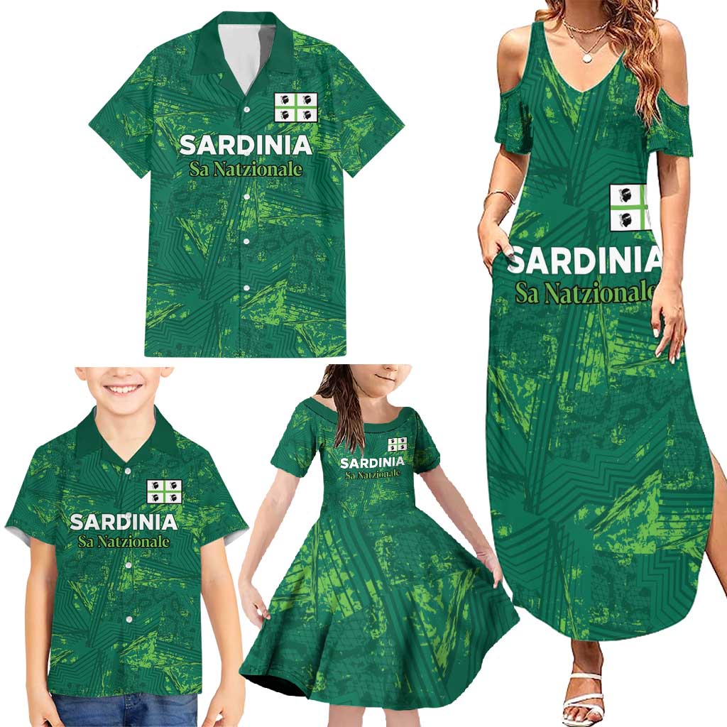 Custom Sardinia Football Family Matching Summer Maxi Dress and Hawaiian Shirt Natzionale sarda de Bocia