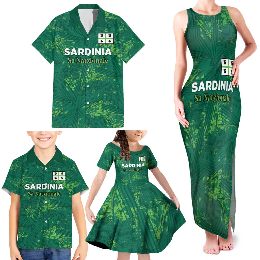 Custom Sardinia Football Family Matching Tank Maxi Dress and Hawaiian Shirt Natzionale sarda de Bocia