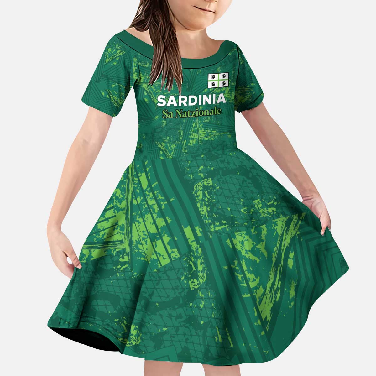 Custom Sardinia Football Kid Short Sleeve Dress Natzionale sarda de Bocia