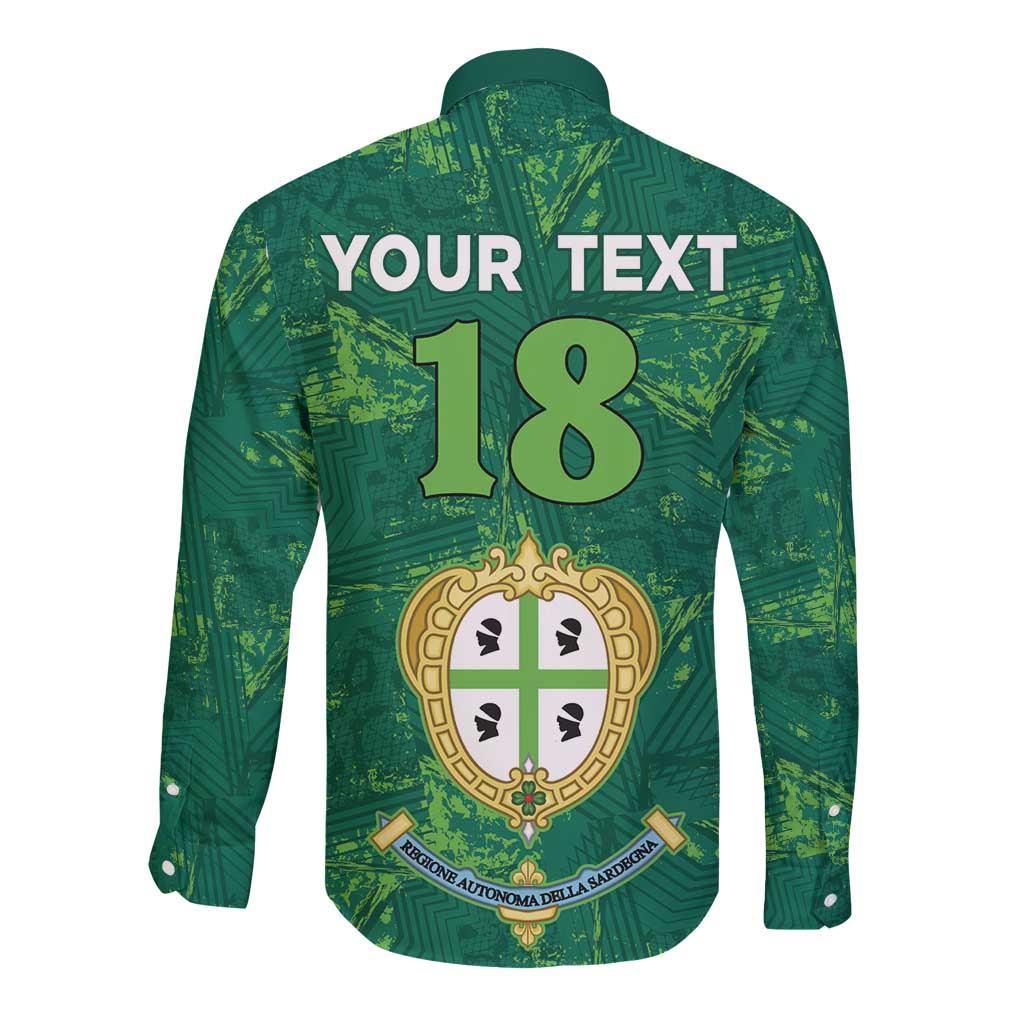 Custom Sardinia Football Long Sleeve Button Shirt Natzionale sarda de Bocia