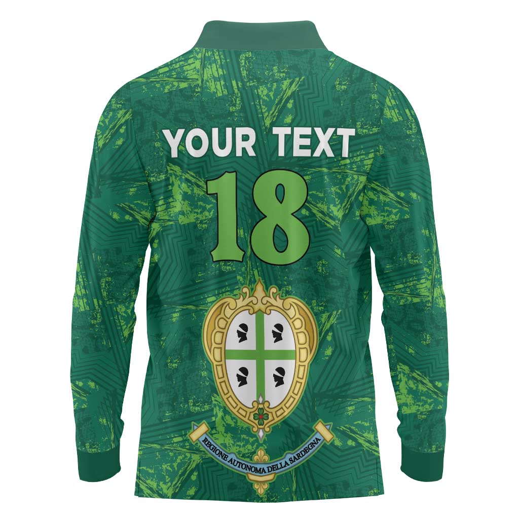 Custom Sardinia Football Long Sleeve Polo Shirt Natzionale sarda de Bocia