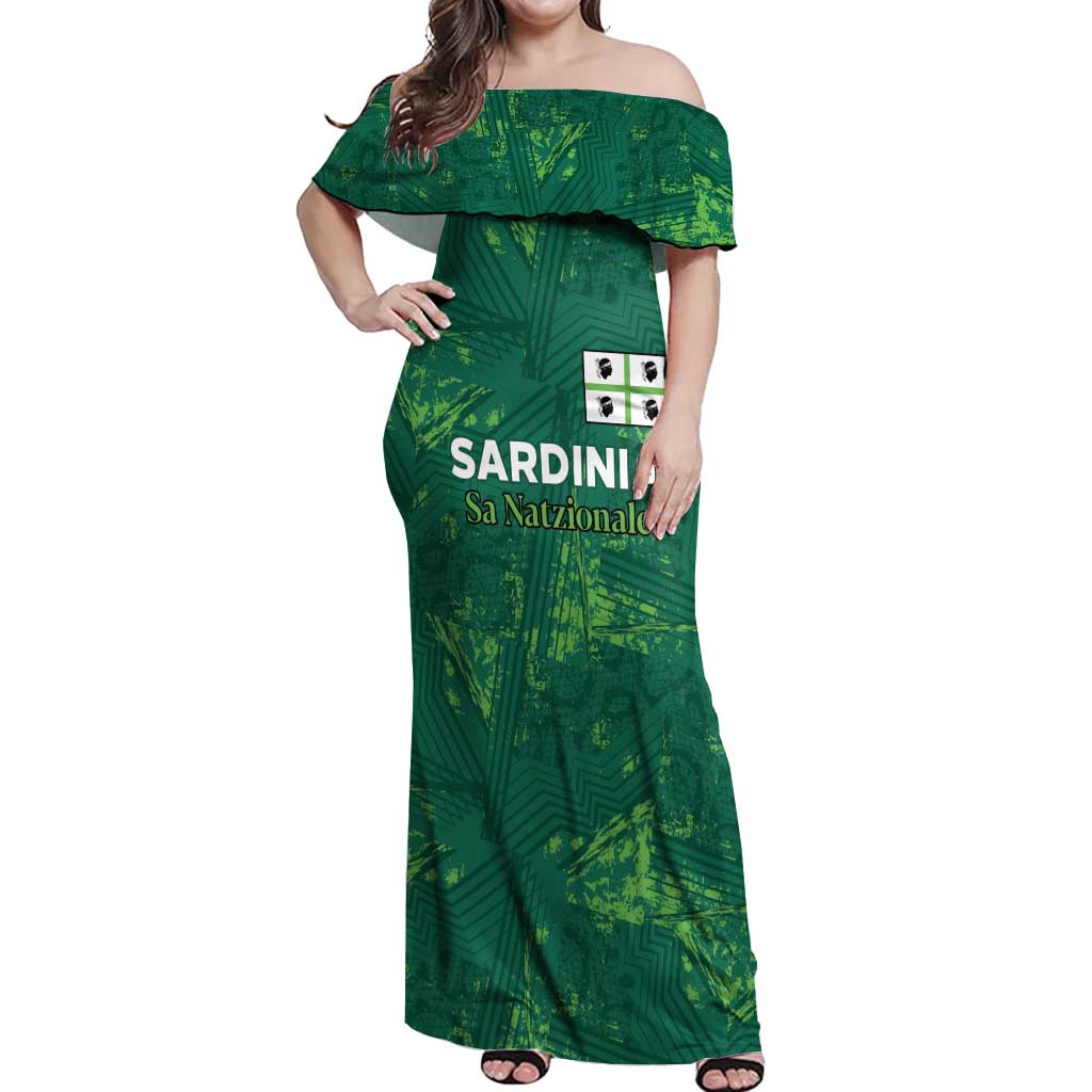 Custom Sardinia Football Off Shoulder Maxi Dress Natzionale sarda de Bocia
