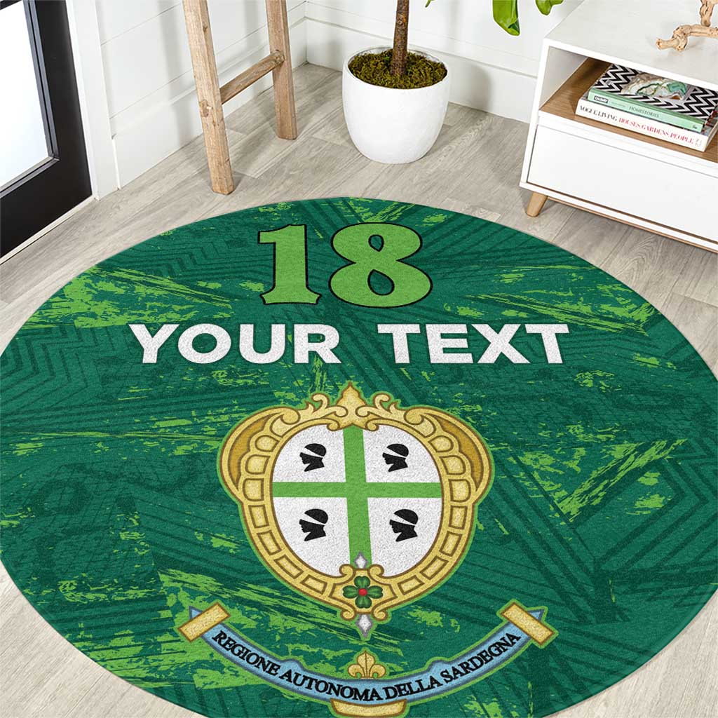 Custom Sardinia Football Round Carpet Natzionale sarda de Bocia