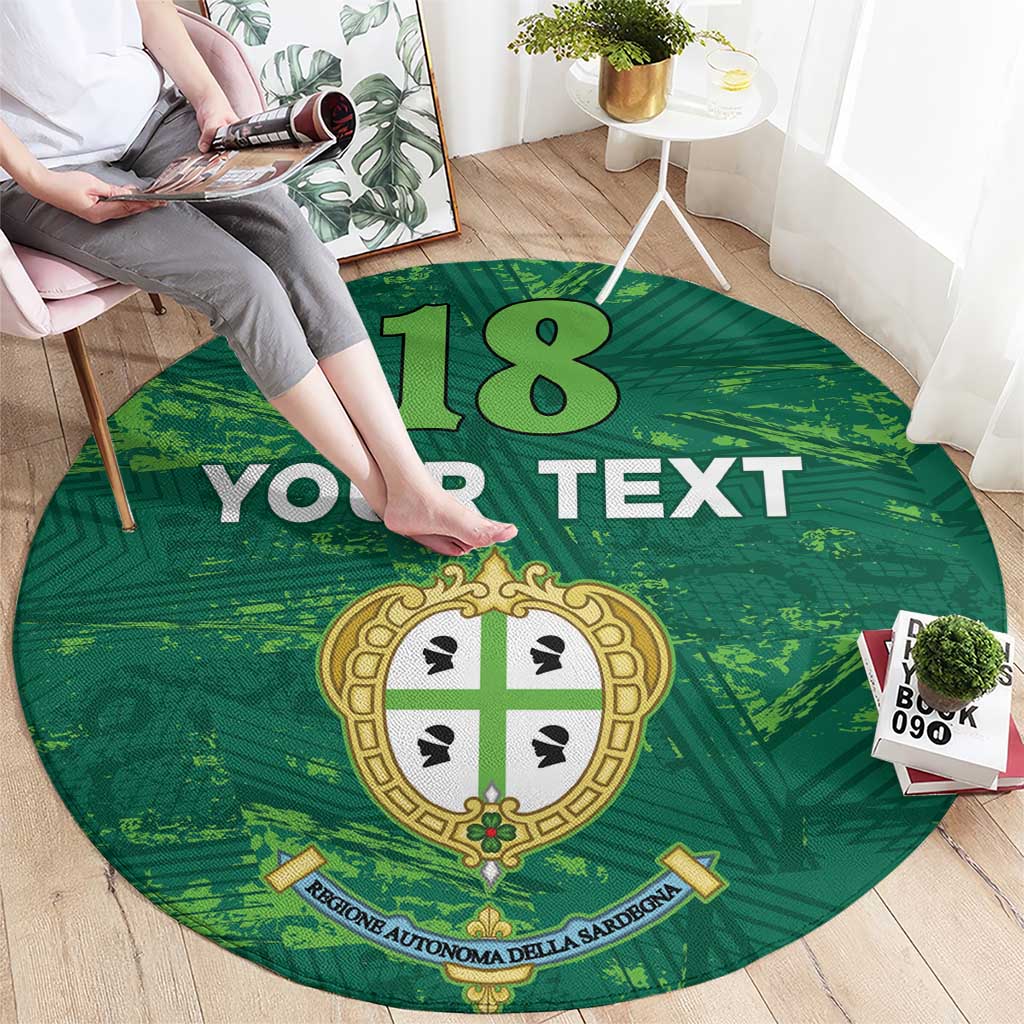 Custom Sardinia Football Round Carpet Natzionale sarda de Bocia