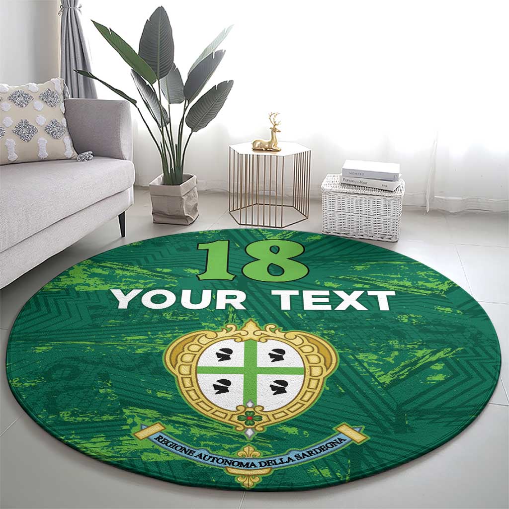 Custom Sardinia Football Round Carpet Natzionale sarda de Bocia
