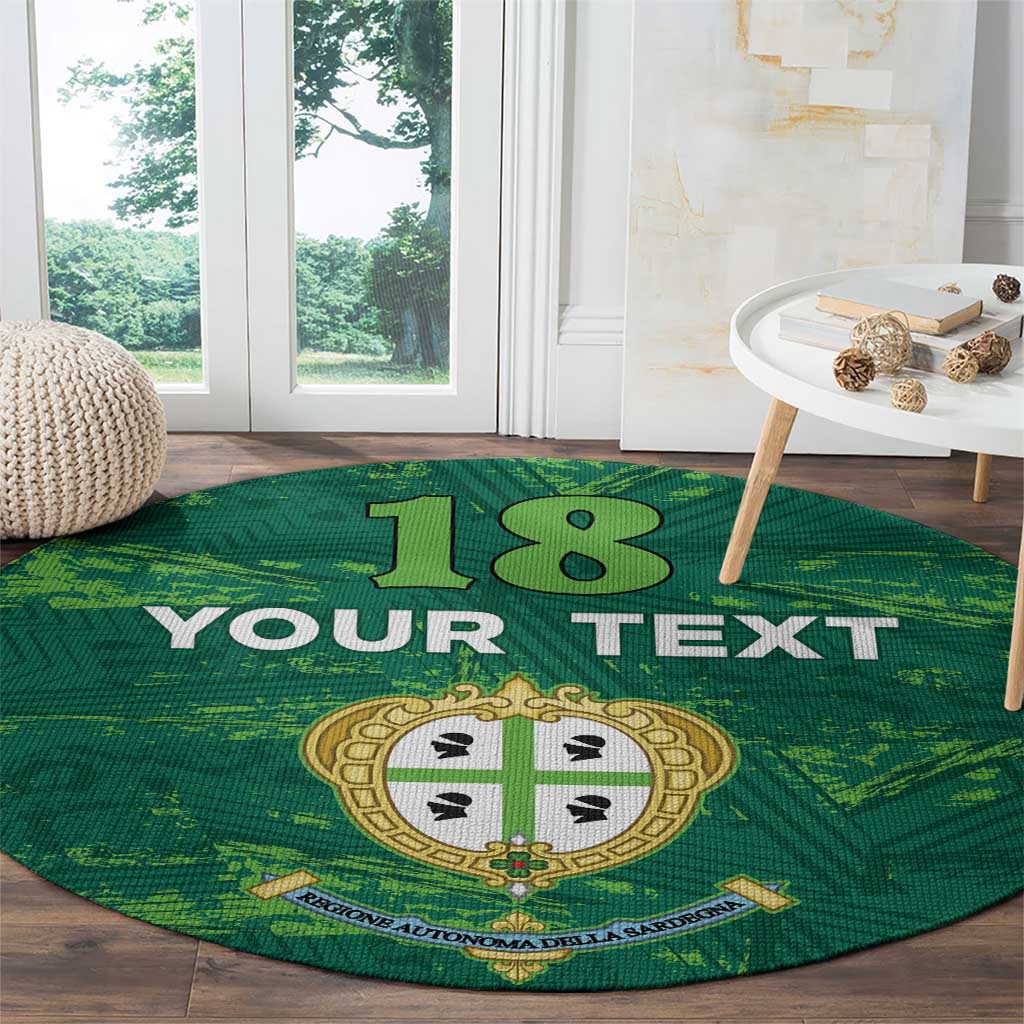 Custom Sardinia Football Round Carpet Natzionale sarda de Bocia
