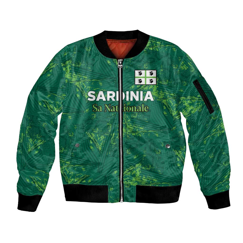 Custom Sardinia Football Sleeve Zip Bomber Jacket Natzionale sarda de Bocia