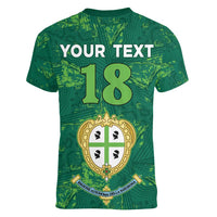 Custom Sardinia Football Women V-Neck T-Shirt Natzionale sarda de Bocia