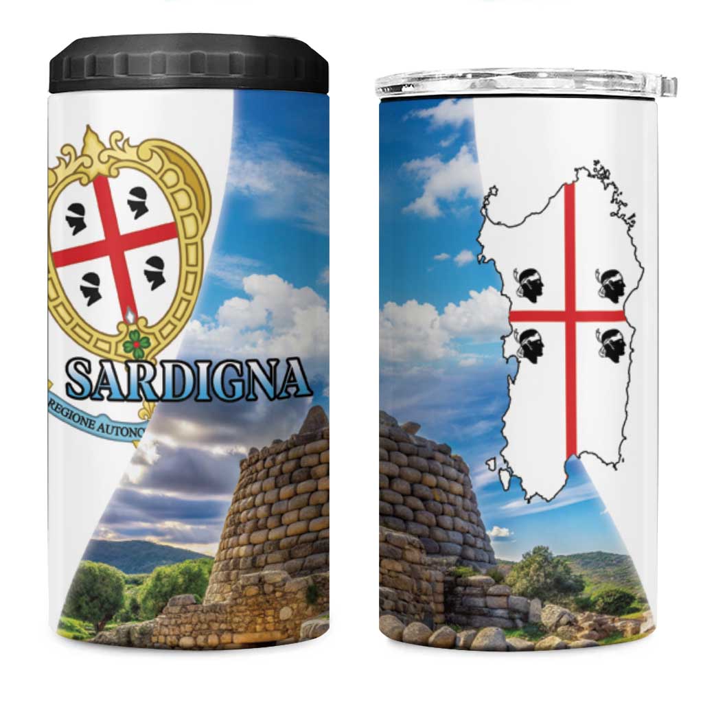 Sardinia Italy 4 in 1 Can Cooler Tumbler Santu Antine With Map
