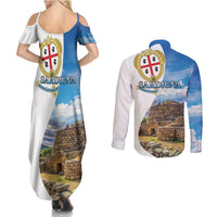 Sardinia Italy Couples Matching Summer Maxi Dress and Long Sleeve Button Shirt Santu Antine With Map