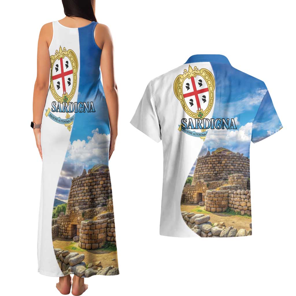 Sardinia Italy Couples Matching Tank Maxi Dress and Hawaiian Shirt Santu Antine With Map