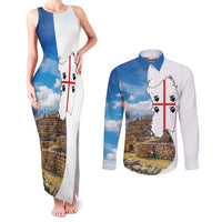 Sardinia Italy Couples Matching Tank Maxi Dress and Long Sleeve Button Shirt Santu Antine With Map