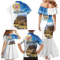 Sardinia Italy Family Matching Mermaid Dress and Hawaiian Shirt Santu Antine With Map