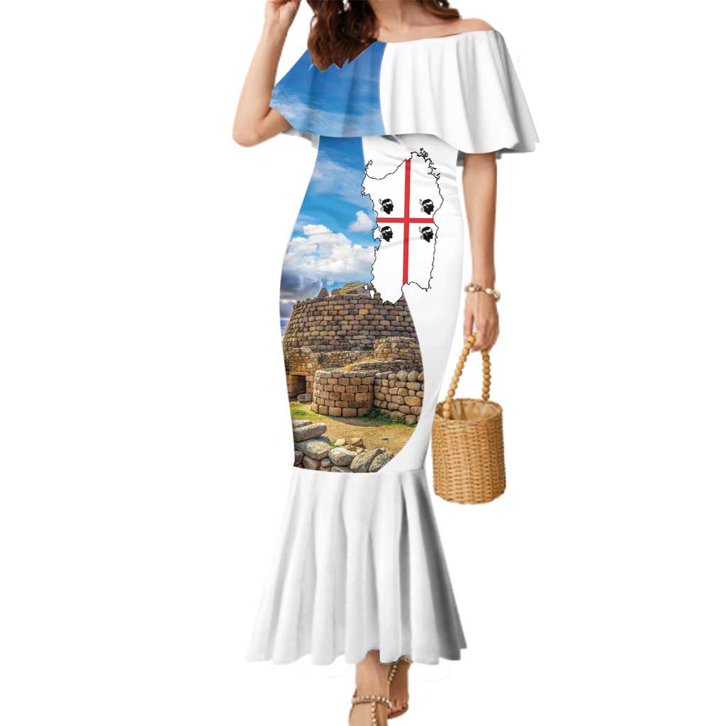 Sardinia Italy Family Matching Mermaid Dress and Hawaiian Shirt Santu Antine With Map