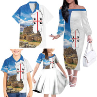 Sardinia Italy Family Matching Off The Shoulder Long Sleeve Dress and Hawaiian Shirt Santu Antine With Map
