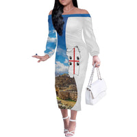 Sardinia Italy Family Matching Off The Shoulder Long Sleeve Dress and Hawaiian Shirt Santu Antine With Map