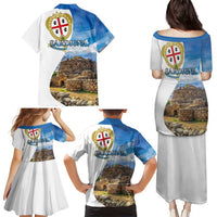 Sardinia Italy Family Matching Puletasi and Hawaiian Shirt Santu Antine With Map