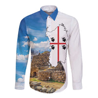 Sardinia Italy Long Sleeve Button Shirt Santu Antine With Map