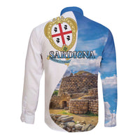Sardinia Italy Long Sleeve Button Shirt Santu Antine With Map