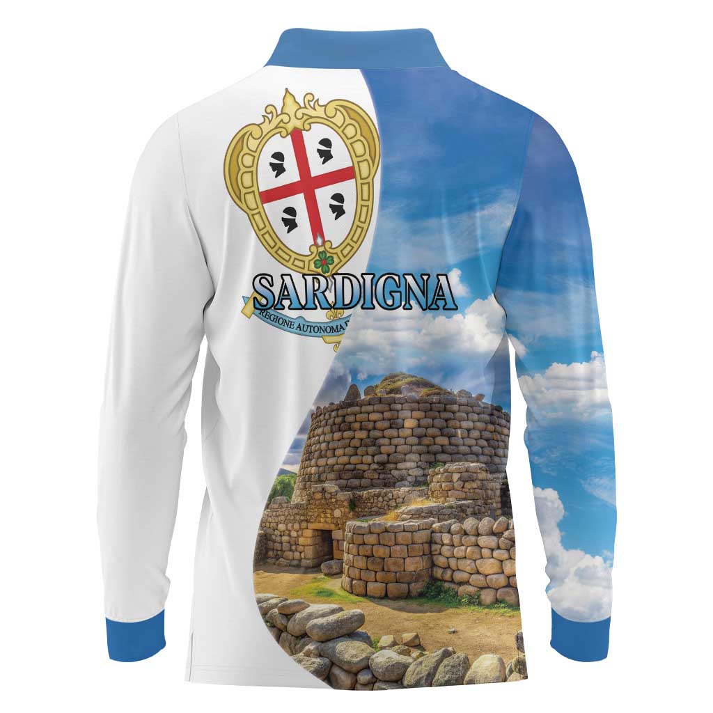Sardinia Italy Long Sleeve Polo Shirt Santu Antine With Map