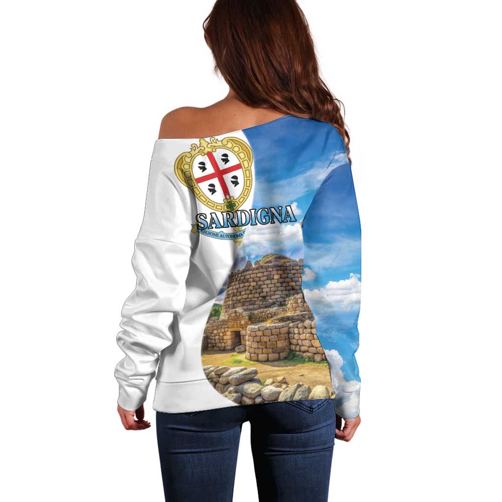Sardinia Italy Off Shoulder Sweater Santu Antine With Map