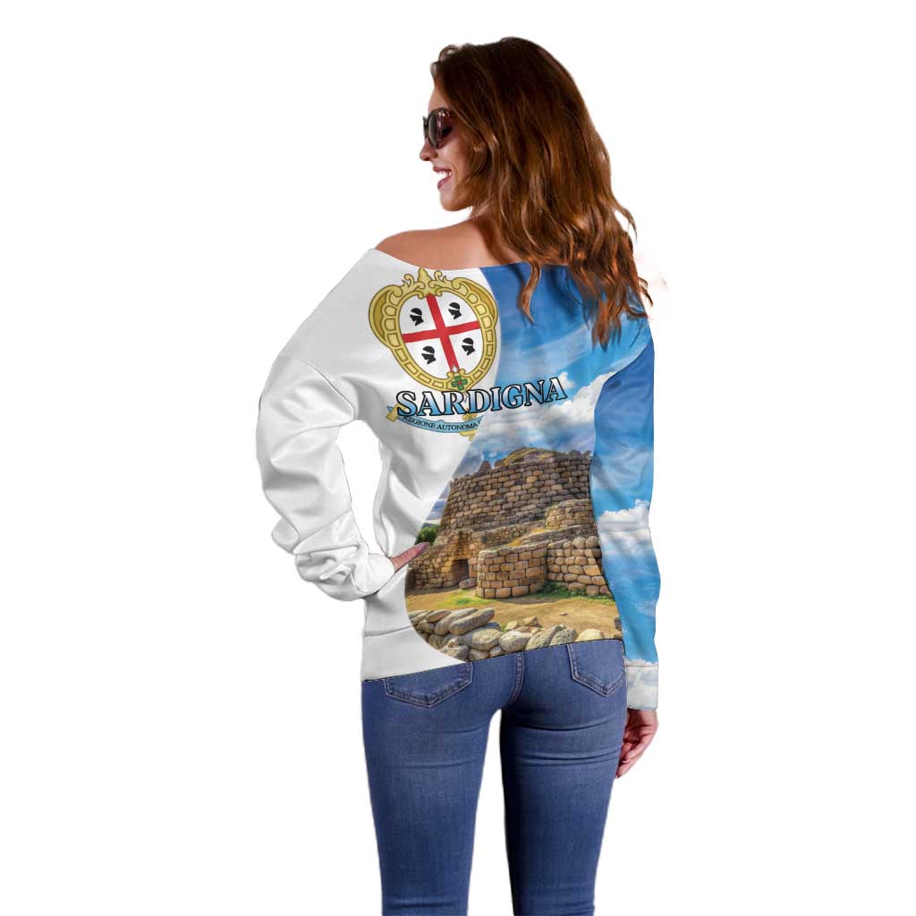Sardinia Italy Off Shoulder Sweater Santu Antine With Map