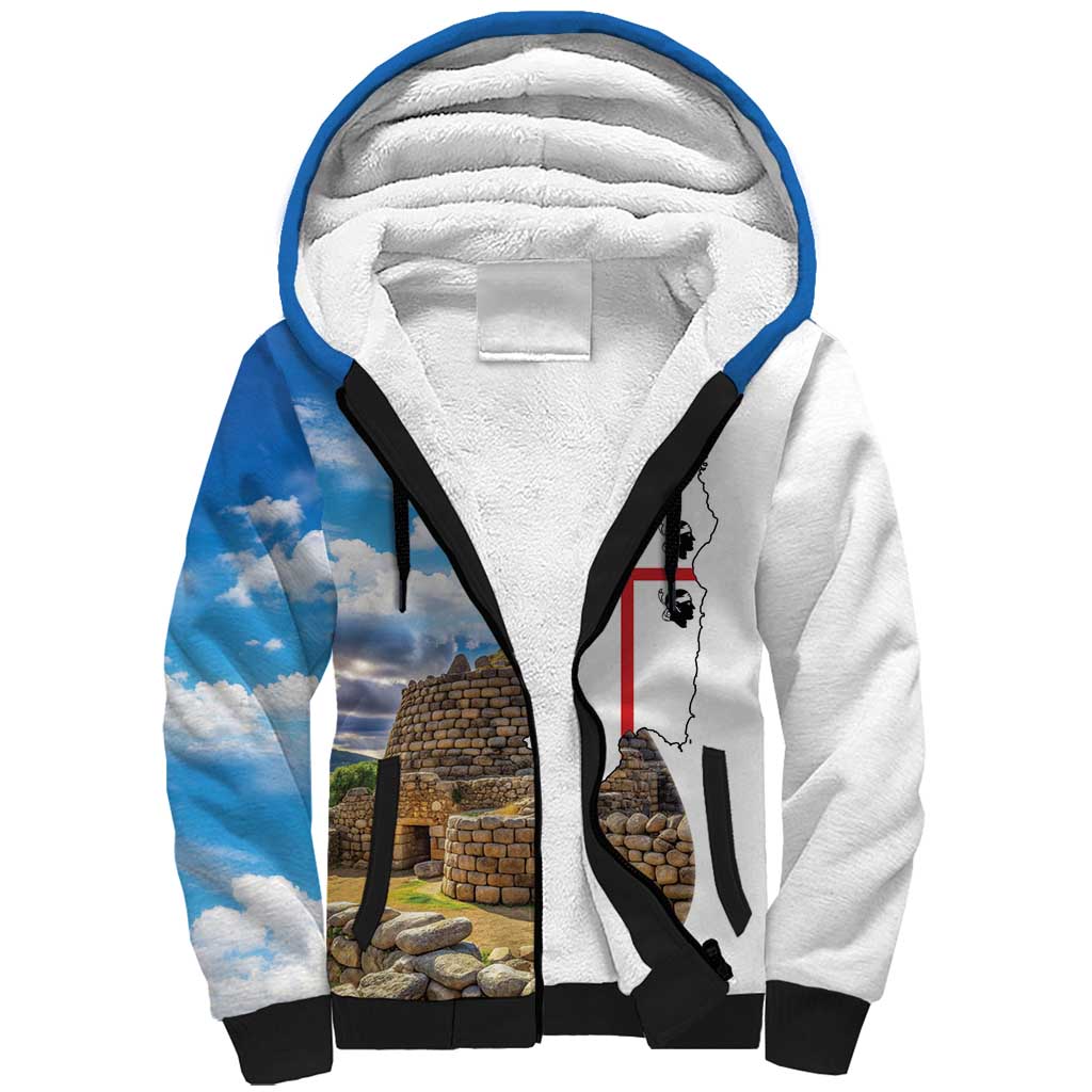Sardinia Italy Sherpa Hoodie Santu Antine With Map