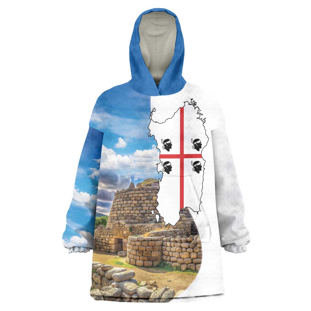 Sardinia Italy Wearable Blanket Hoodie Santu Antine With Map