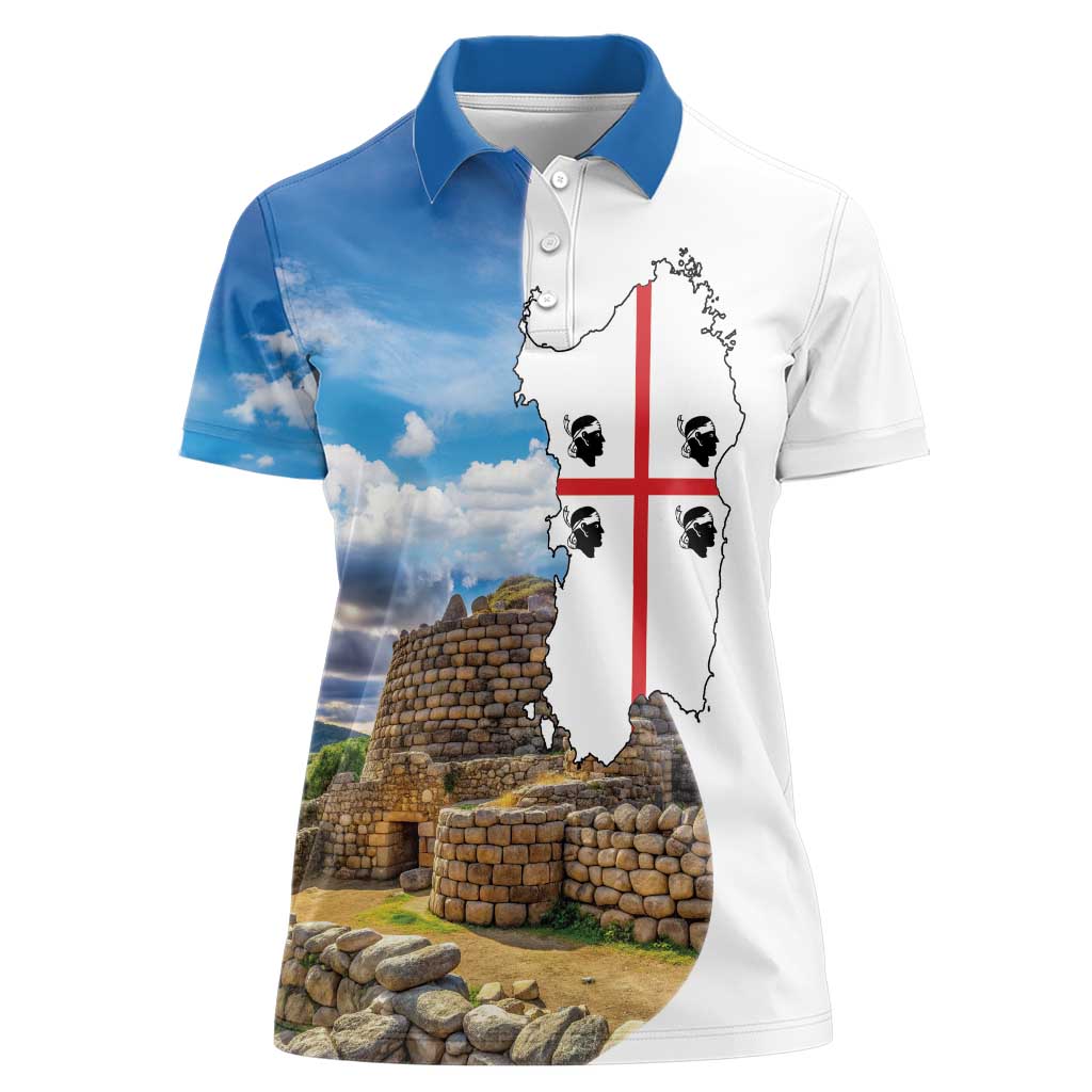 Sardinia Italy Women Polo Shirt Santu Antine With Map