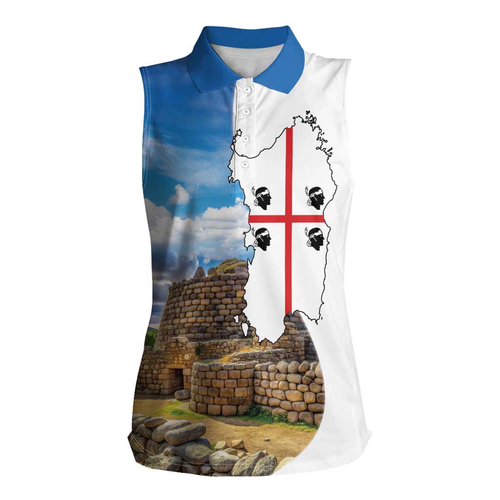 Sardinia Italy Women Sleeveless Polo Shirt Santu Antine With Map