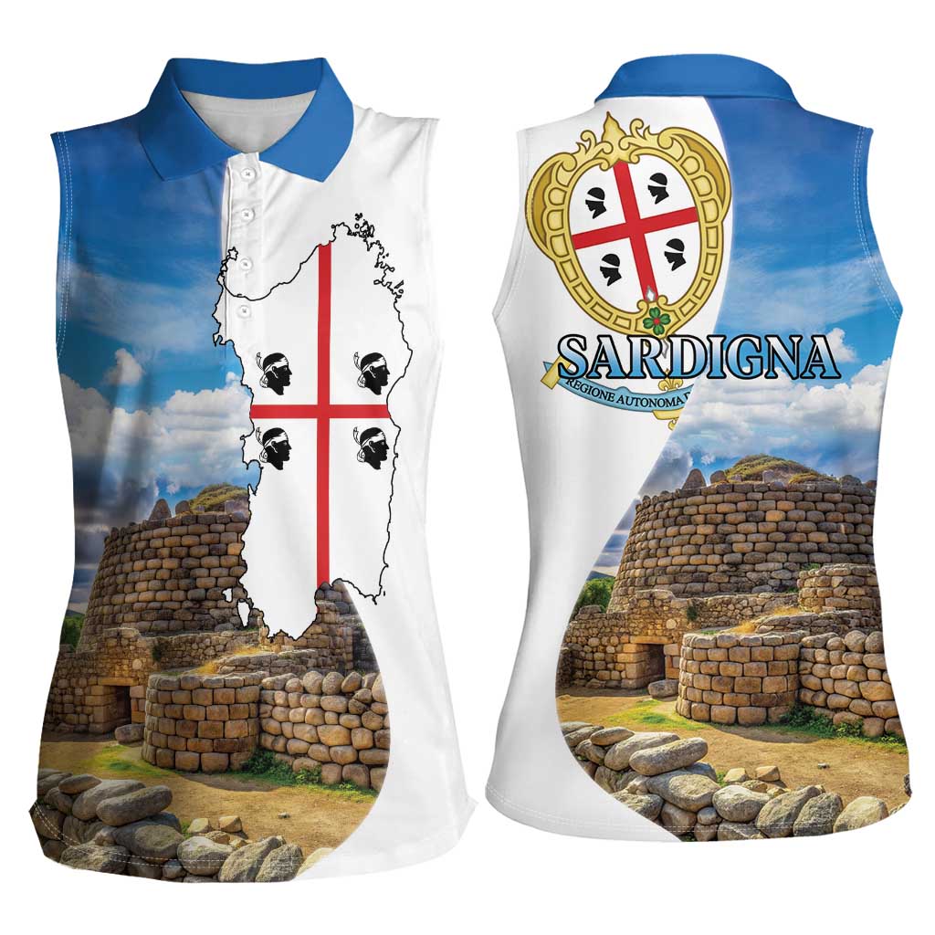 Sardinia Italy Women Sleeveless Polo Shirt Santu Antine With Map
