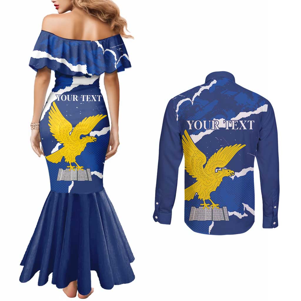 Friuli-Venezia Giulia Couples Matching Mermaid Dress and Long Sleeve Button Shirt Coat Of Arms Sporty Style