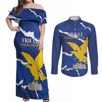 Friuli-Venezia Giulia Couples Matching Off Shoulder Maxi Dress and Long Sleeve Button Shirt Coat Of Arms Sporty Style