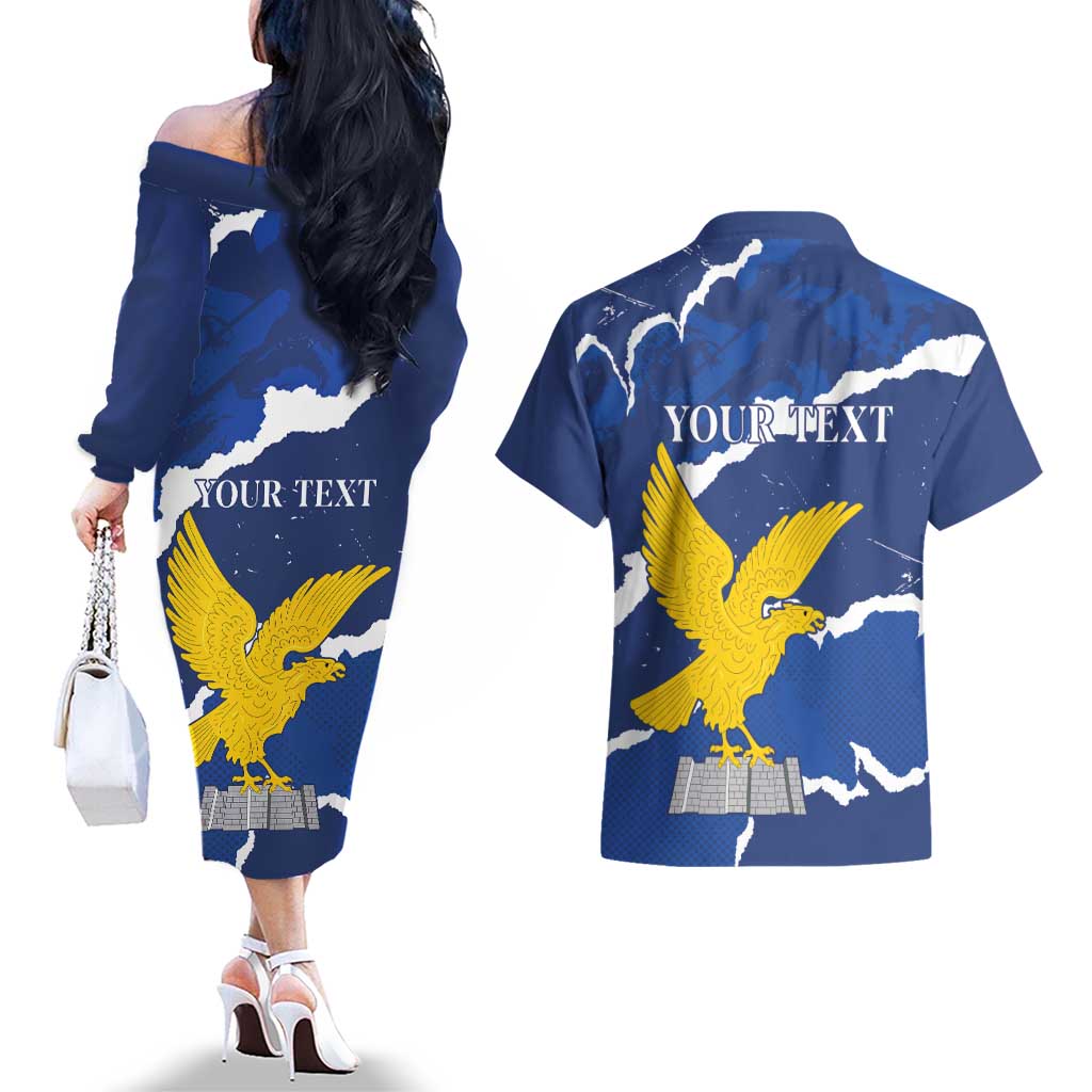 Friuli-Venezia Giulia Couples Matching Off The Shoulder Long Sleeve Dress and Hawaiian Shirt Coat Of Arms Sporty Style