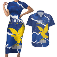 Friuli-Venezia Giulia Couples Matching Short Sleeve Bodycon Dress and Hawaiian Shirt Coat Of Arms Sporty Style