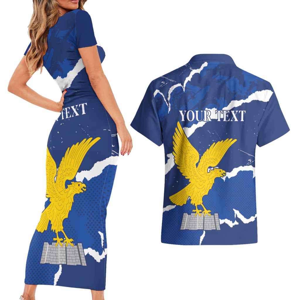 Friuli-Venezia Giulia Couples Matching Short Sleeve Bodycon Dress and Hawaiian Shirt Coat Of Arms Sporty Style