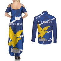 Friuli-Venezia Giulia Couples Matching Summer Maxi Dress and Long Sleeve Button Shirt Coat Of Arms Sporty Style